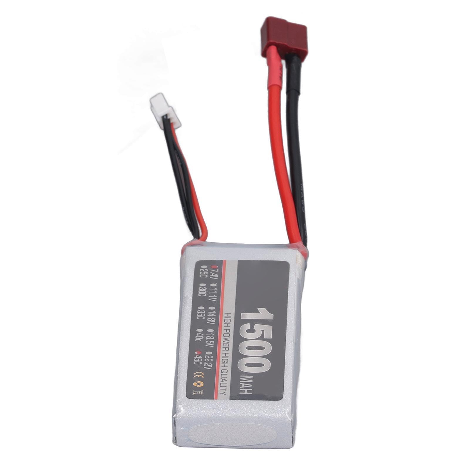 Batterie LiPo 2S 7.4V 1500mAh 45C, Batterie d'avion RC pour Modèle d'avion télécommandé RC (Prise en T)