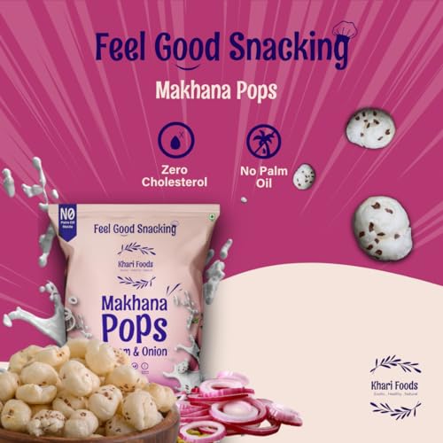 Image of Khari Foods Premium Flavoured Makhana 25g, Crunchy & Roasted Makhana Pops, Protein Source, Fibre Rich, No Palm Oil, Gluten Free (Cream & Onion)