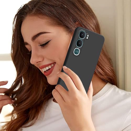 Image of amazon basics Back Cover for Vivo Y31 5G | Ultra Slim Soft Rubberised Case | Matte Silicone Flexible Mobile Case | Camera Protection - Black