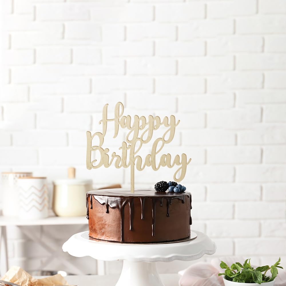 Amazon.co.jp: Happy Birthday ケーキトッパー Lサイズ 木製