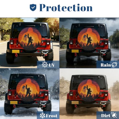 Image of Bigfoot American Flag Spare Tire Cover Wheel Covers Protectors Waterproof Dust-Proof Universal Fit Trailer, RV, SUV and Many Vehicle 15 Inch,C-06