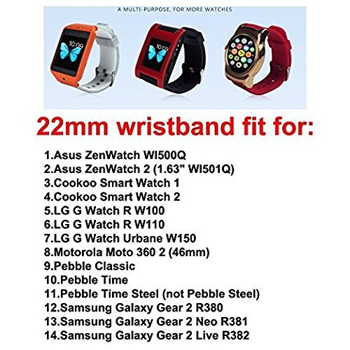 Watch Band/Strap for Pebble time Smartwatch Band Replacement Accessories with Metal Clasps Watch Strap/Wristband Silicone (Gray) - Thumbnail 2