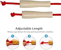 Vista 4 de Double Dutch Jump Rope 16 ft 2 Pack, Adjustable Long Skipping Rope with Wooden Handle, Multiplayer Team Jumping Rope for Kids Adults, Long Enough