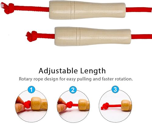 Miniatura 4 de Cuerda de saltar doble holandesa de 16 pies, 2 unidades, cuerda de saltar larga ajustable con mango de madera, cuerda de salto para equipo