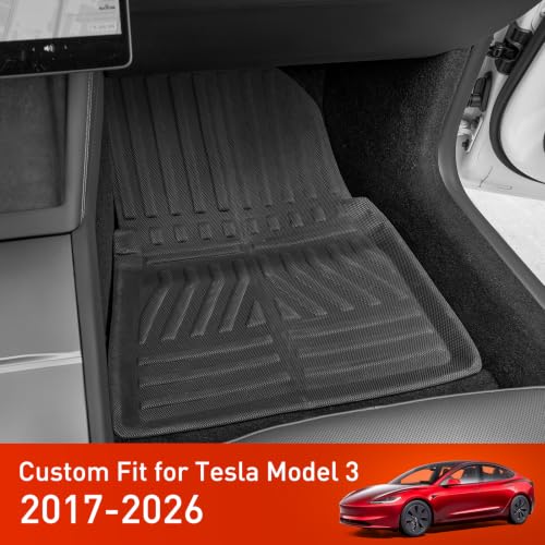 Image of Car Floor Mats for Tesla Model 3 2017-2026 3 PCS Front Rear XPE Accessories | Smart Package Factory Direct XPE Material All Weather Easy-install Odorless Waterproof No Trim Non-slip Easy-clean Durable