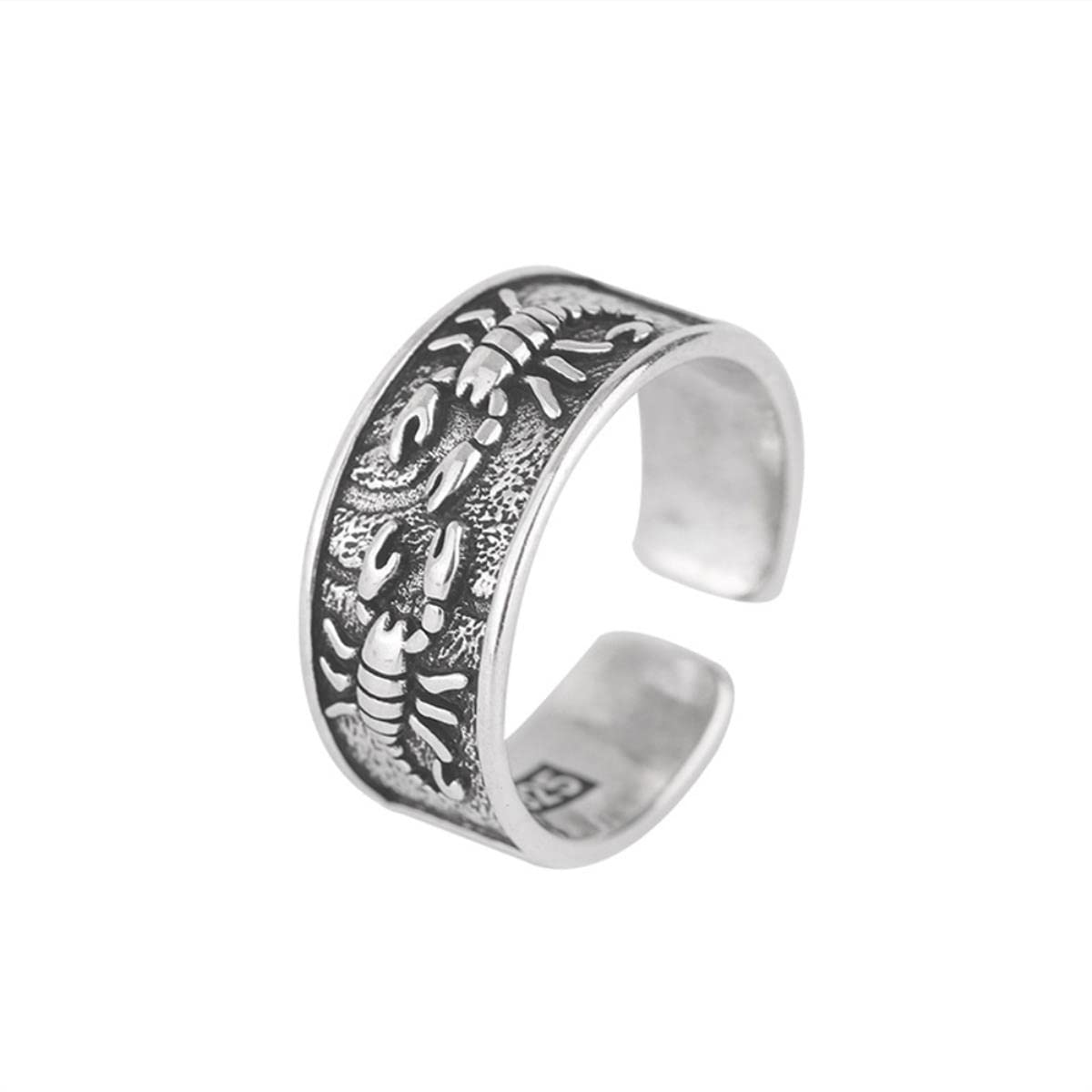 Yahoya Men's Scorpion Vintage Gothic Punk Opening Rings Antique Silver Plated Adjustable Finger Ring Retro Jewelry Gifts