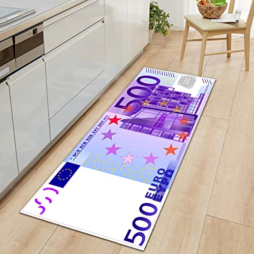 SHOMEY Tapis de Cuisine Billet de Banque 50x80 cm Tapis Cuisine Devant Evier Antidérapant Tapis Salle de Bain Tapis de Sol pour Cuisine, Salle de Bain, Toilette, Salon Cover