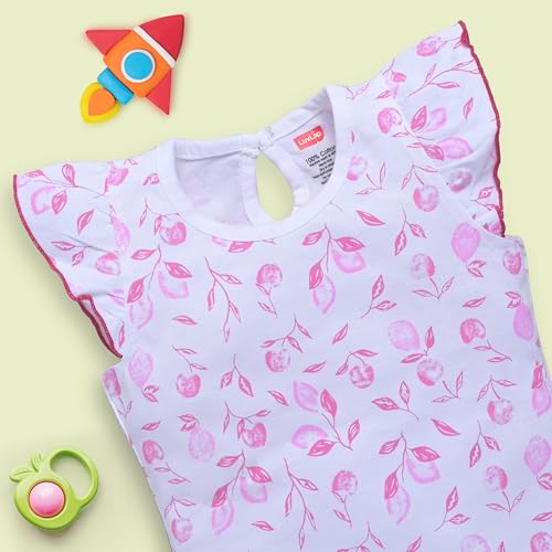 Image of LuvLap Baby Girls Regular Fit 100% Cotton Half Sleeves Girls Top CoSet Pack of 3