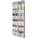 24 Large Pockets Hanging Over the Door Shoe Organizers with 4 Steel Over the Door Hooks (Grey)