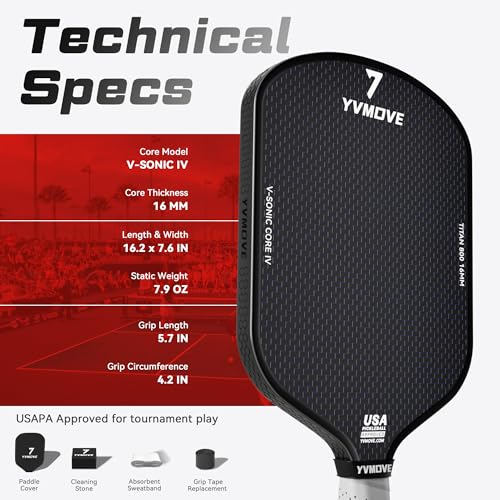 Image of Pickleball Paddles | USAPA Approved | Raw Carbon Fiber Face | Max Control & Effortless Power | 16MM Core Anti-Shock | Intermediates to Pros