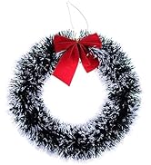 ULTECHNOVO Artificial Christmas Wreath, Garland Wreath with Bowknot, White Madder Window Layout D...