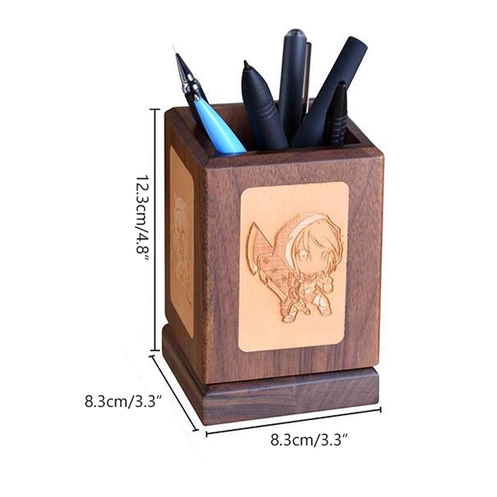 Kreative rotierende Stifthalter Holz Desktop Aufbewahrungsboxen Schreibtisch Bleistift Organizer Büro Sundries Aufbewahrungsschule Schreibwaren Inhaber (Color : Brown, Size : A)