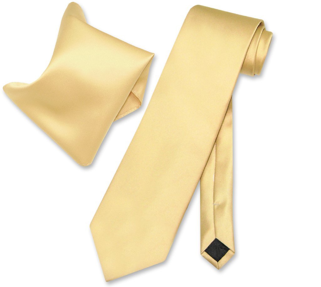 Vesuvio Napoli Solid Color NeckTie &amp; Handkerchief Pocket Square Men's Neck Tie Hanky Set