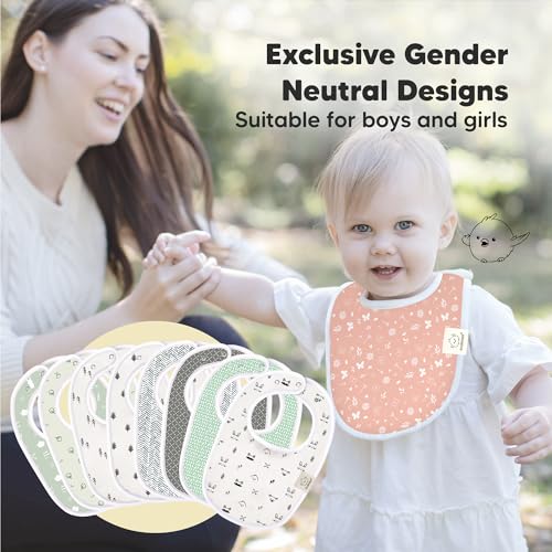 Image of 8-Pack Organic Baby Bibs for Boys, Girls - Soft Cotton Drooling and Teething Bibs for Baby Girl & Boy, Extra Absorbent, Easy To Clean & Put On for Toddler, Newborn, Infant 0-24 Months (Butterflies)