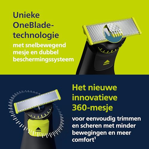 Philips OneBlade Pro 360 baardtrimmer scheerapparaat bodygroomer met 3 mesjes, 20-lengte kam, nat & droog gebruik - Afbeelding 5