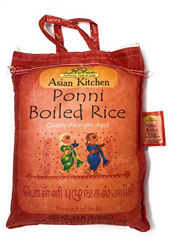 Asian Kitchen Ponni Boiled Rice 20lbs Pound Bag (9.08kg) Short Grain Par Boiled