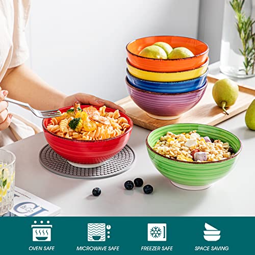 vancasso Bonita Cereal Bowls Set of 6-27 Oz Ceramic Soup Bowls, Microwave & Dishwasher Safe, 6 Inch Colorful Serving Bowls for Kitchen by vancasso - Image 4