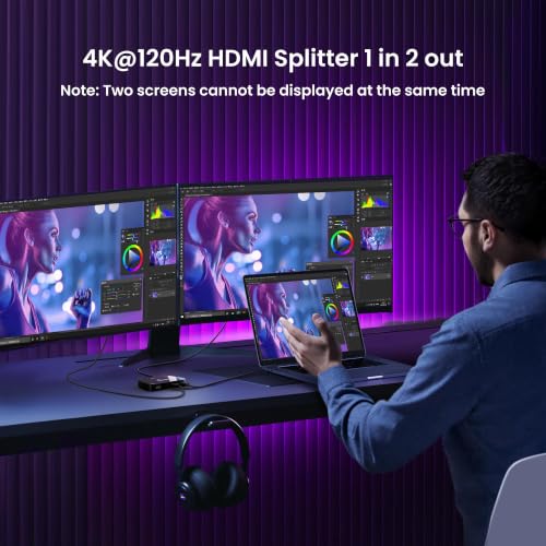 Image of HDMI 2.1 Switch 2 in 1 Out, 4K@120Hz 8K@60Hz Bi-Directional w /HDMI Cable