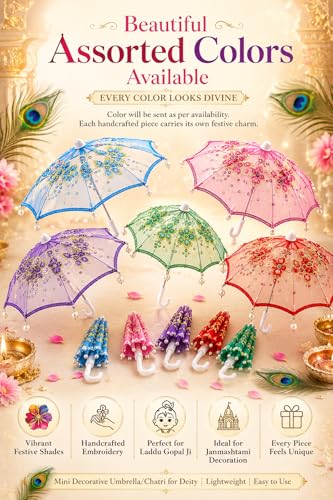 Image of Decorative Umbrella for Ladoo Gopal Ji, Traditional Temple Decor, Umbrella /Chhata /Chaata for Laddu Gopal Ji Decorative Chatri for God Idol -Best for Gifting & Home Temple (Pack 1)