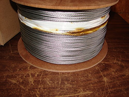 Loos Galvanized Steel Cable Wire Rope, Zinc Coated, A124 7x19 Strand Core, 0,125