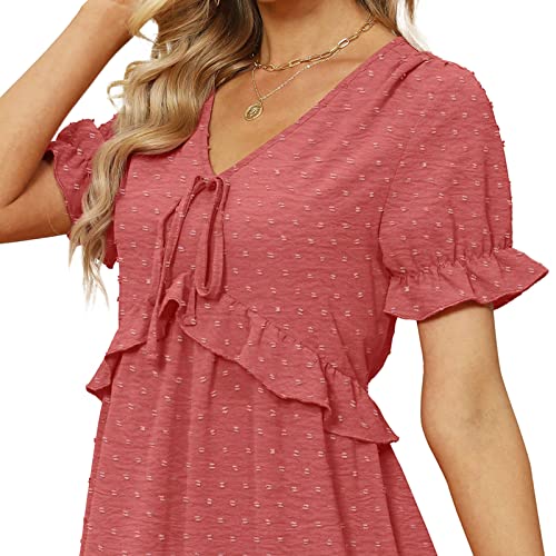 Weeso Womens Casual Summer Easter Dresses Formal Light Pink Swiss Dot Empire Waist Dress Xl #TOP1