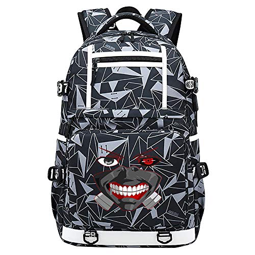 MUATE Anime Tokyo Ghoul USB Mochilas Escolares para Niños Niñas Adolescentes Bolsas