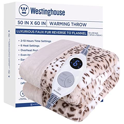 Westinghouse Heated Throw Blanket, Brown Leopard Electric Blanket Cover