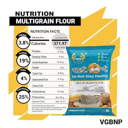 Image of Vasani G Natural Multigrain Atta | Mix Flour (Bajra, Jowar, Makka, Gehu, Methi, Soyabean) | High-Fiber, Protein-Rich Flour - 10kg