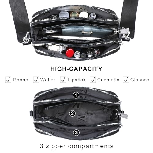 MKP COLLECTION Crossbody Bags for Women Small Shoulder Purses with Adjustable Wide Strap, Triple Zip Design4