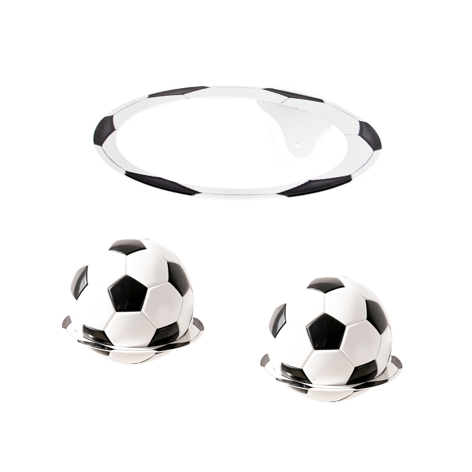 Ainmto Set of 2 Metal Wall Mount Soccer Holder, Ball Holders Display Rack ，for soccer, Sports Room Decor， for Boys Bedroom