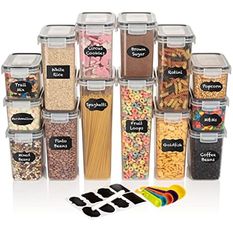 CLEARSPACE Airtight Food Storage Containers - BPA Free Kitchen Organization Set for Pantry Storage, Plastic Canisters with Durable Lids Ideal for Cereal, Flour & Sugar (14 Pack) Cover