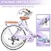 kaiwrxin 26 Inch Folding Beach Cruiser Bike for Women, 7-Speed Ladies Bike with Basket & Rack, Perfect for City Commuting's Bicycle, Ideal for Women and Adults (Pink, 26