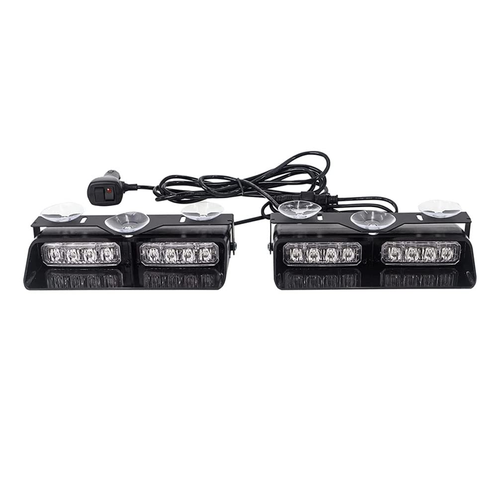 Baceyong 1 par de luces estroboscópicas LED para salpicadero, luces estroboscópicas de emergencia 2 en 1 para vehículos, luces intermitentes de seguridad con ventosas, luces interiores para parabrisas