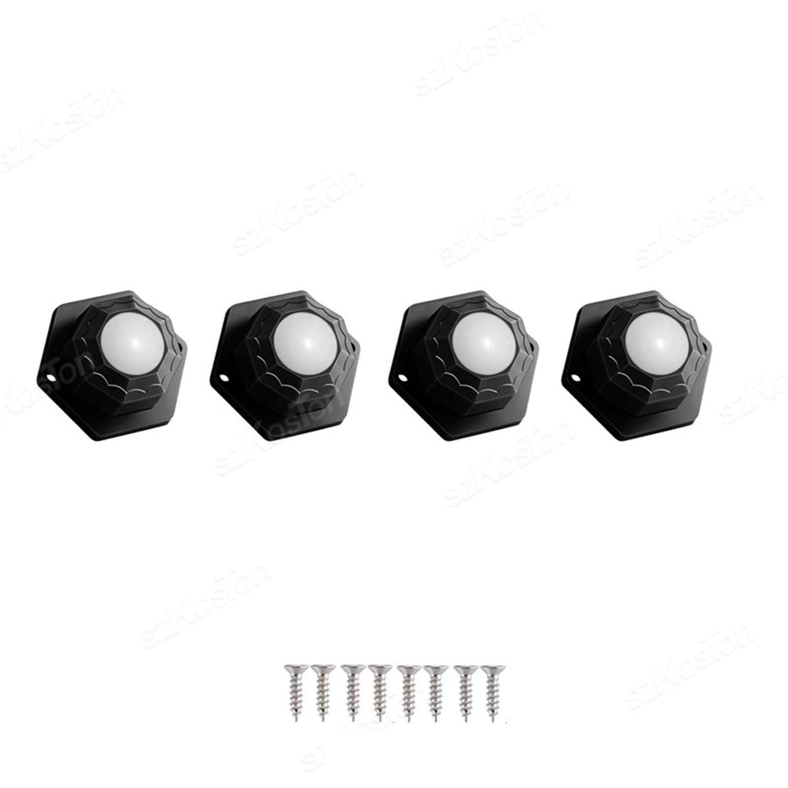 Roulettes meuble adhésives 360° en nylon noir pour bac de rangement