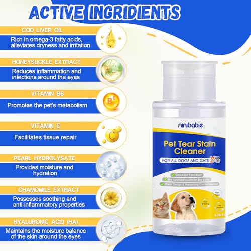 Tear Stain Cleaner for Dogs and Cats,Gently Remove Tear Stain,Eye Debris,Mucus Secretions with 200Pcs Eye Dry Wipes,Eye Cleaner Dry Pads,Not Easily Evaporated Tear Stain Cleaner for Dogs and Cats,Gently Remove Tear Stain,Eye Debris,Mucus Secretions with 200Pcs Eye Dry Wipes,Eye Cleaner Dry Pads,Not Easily Evaporated