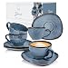 Produktbild SÄNGER | Kaffeetassen Set mit Untertasse Darwin 8 tlg, Kaffee Set Geschirr 4 Personen, Steingut Tasse für Kaffee Tee Kakao, Kaffeetasse mit Untertasse Spülmaschinenfest 300 ml | PREMIUM COLLECTION