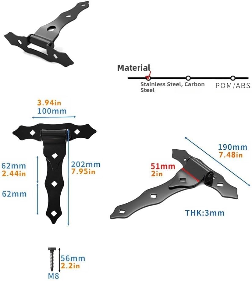 Robust Iron Hinges Suitable for PVC and Wooden Fence, Featuring 10 Screws for Strong and Stable Gate Mounting