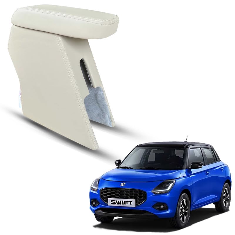 Image of Carigiri Premium Finish Car Armrest with Storage Box And High Density Moulded Foam For Maruti Suzuki Swift (Models-2024,2025)(ONLY FOR ZXI,ZDI /ZXI+ MODELS) (Beige with Beige Seam,Nappa Leatherette)