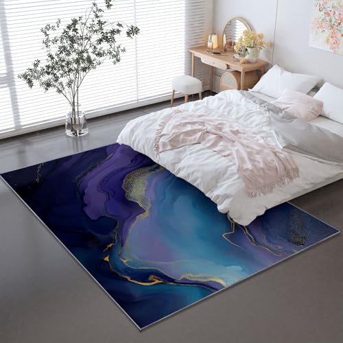 Tapis abstrait aquarelle vague doux flanelle salon confortable 60x90 - 2