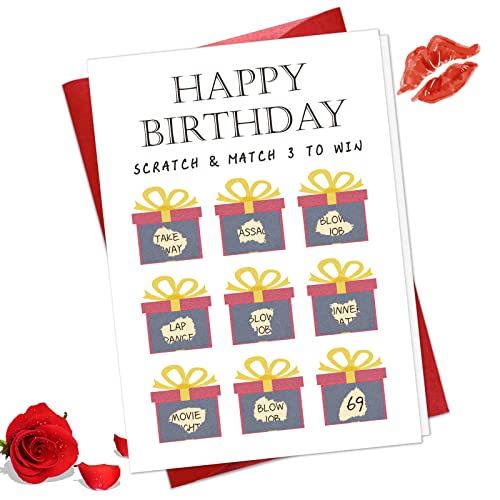 Juesmos Funny Birthday Scratch Off Card Naughty Birthday Card For Husband Boyfriend Him Men Fiance Happy Birthday Greeting Card Gift For Her Women Wife Girlfriend Fiancee #TOP3