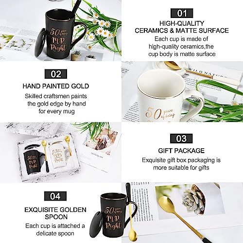 YHRJWN - 50th Wedding Gifts, 50 Years of Being Mr & Mrs Always Right Mug Set, Wedding Gifts Ideas for Parents Couple, 14 Oz with Lids and Gift Box by YHRJWN - Image 5