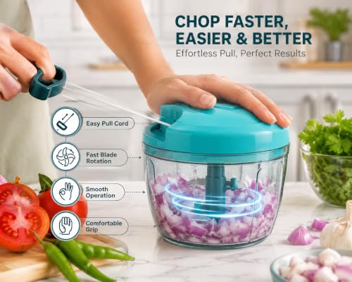 Image of Buy1 Get1 Veg Chopper | 900ml + 500ml | Plastic Onion Cutter & Garlic Chopper | Kitchen Vegetable Cutter Machine for Home | Hand Chopper for Kitchen Use