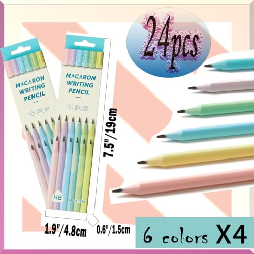 Lápices de grafito #2 HB x24 pastel con goma miniatura 2