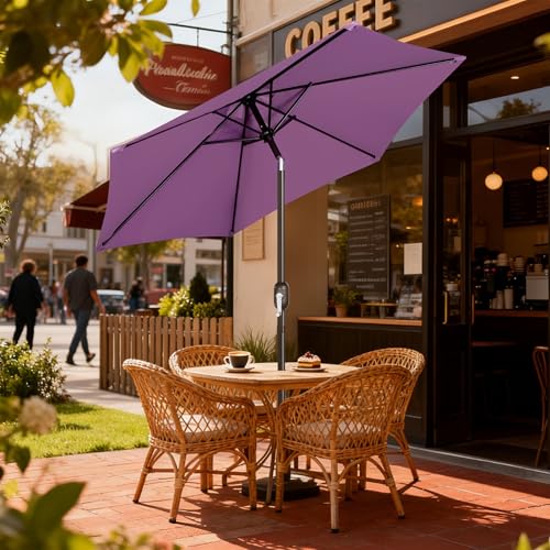 Image of Blissun 7.5 ft Patio Umbrella, Yard Umbrella, Outdoor Market Umbrella with Push Button Tilt Crank, Lilac