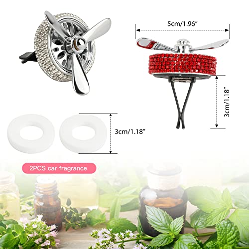 Ootsr Bling Car Air Fresheners,Cute Rotating Propeller Air Freshener,Car Air Outlet Vent Freshener Decoration,Aromatherapy Essential Oil Diffuser Scent Car Interior Accessories(Red) #TOP2