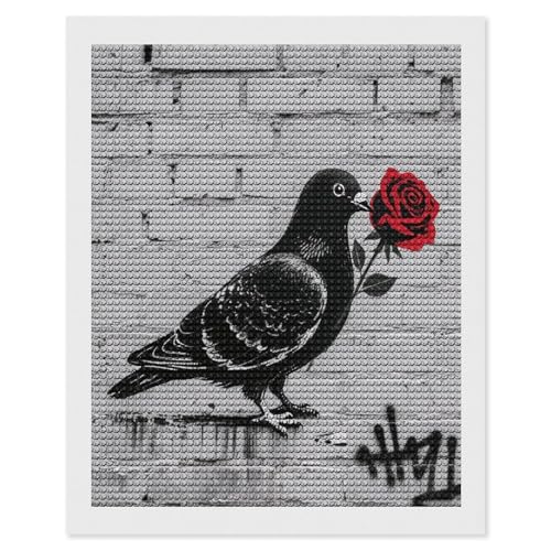Kit de peinture diamant 5D adulte colombe de la paix graffiti et broderie strass complet