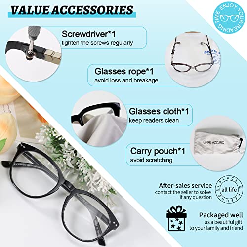 Image of MARE AZZURO Reading Glasses Women Round Readers 0 1.0 1.25 1.5 1.75 2.0 2.25 2.5 2.75 3.0 3.5 4.0 5.0 6.0 (Black 275)