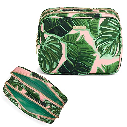 Conair Makeup Bag - Travel Toiletry Bag - Cosmetic Bag - Toiletry Bag for Women - Double Zip Organizer - Pink Palm Print