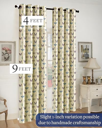 Image of Cloth Fusion Printed 100% Blackout Long Door Curtains 9 Feet Set of 2
