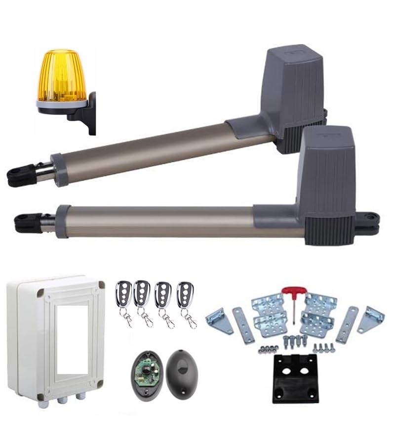 Abrepuertas Automático, Operador de motor abridor puerta batiente dual 300 kg y 24 V CC (fotocélula, lámpara, teclado, gsm, cerradura opcional)(GSM module kit)